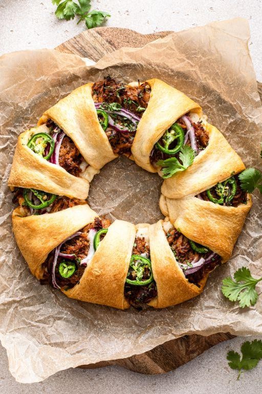BBQ Pulled Pork Crescent Roll Ring