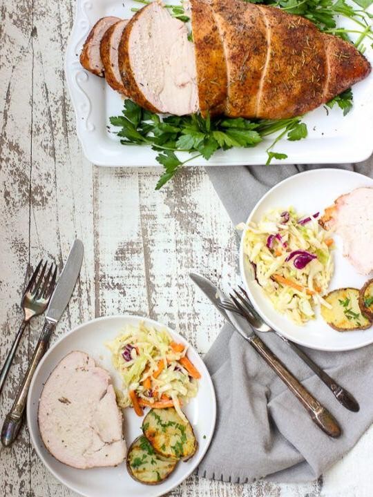 BBQ Rubbed Turkey Breast with Coleslaw