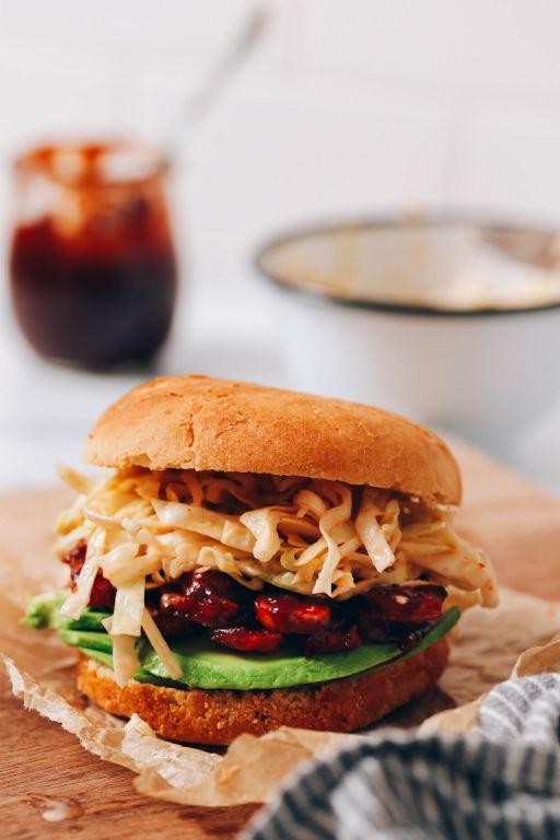 BBQ Tempeh Sandwiches with Slaw