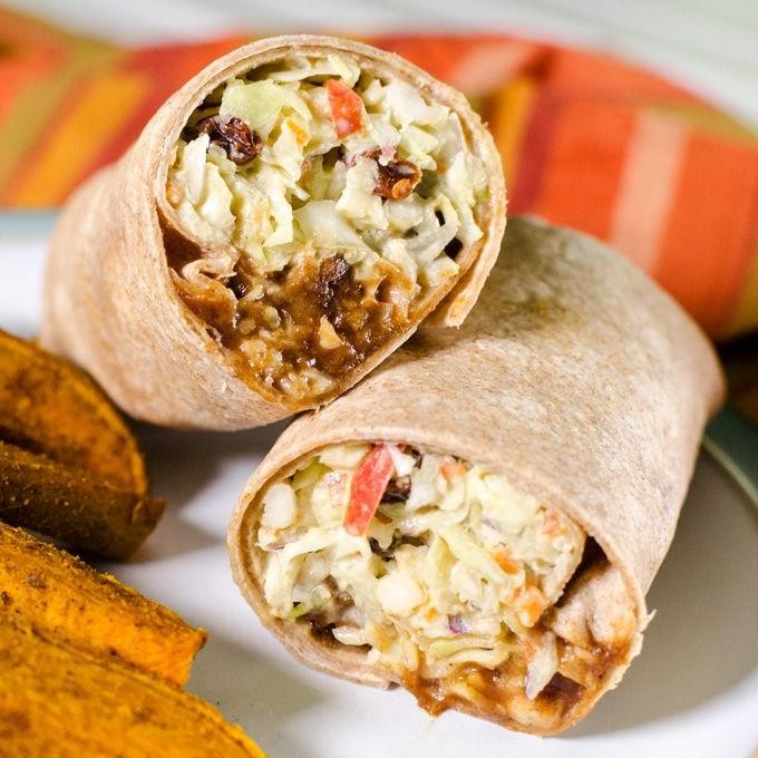 BBQ Tempeh and Coleslaw Veggie Wrap
