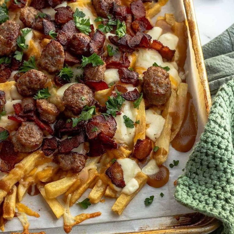 Bacon and Cheddar Poutine with Smoky Gravy