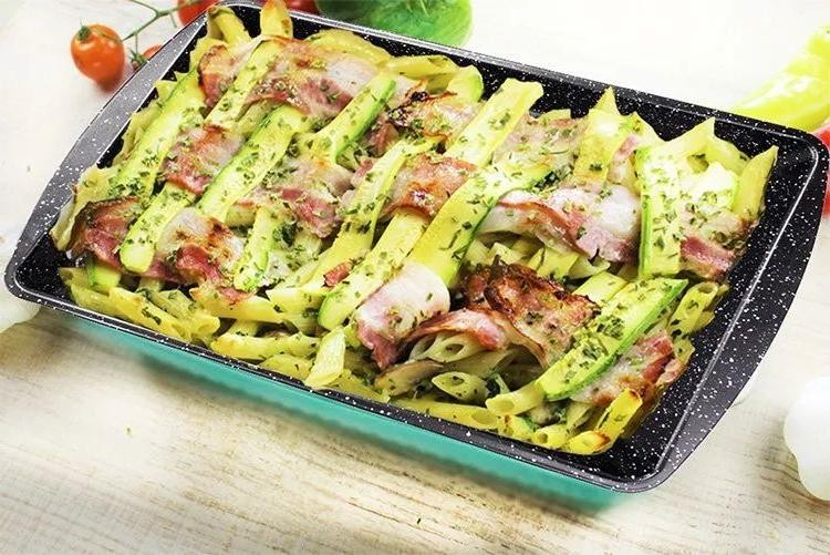 Bacon and Cheese Zucchini Pasta Bake