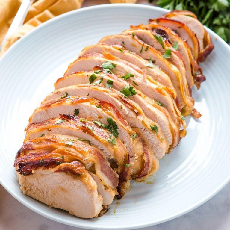 Bacon-Wrapped Boneless Turkey Breast with Brown Sugar Glaze