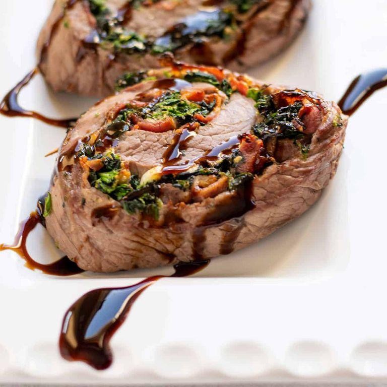 Bacon-Wrapped Flank Steak Pinwheels