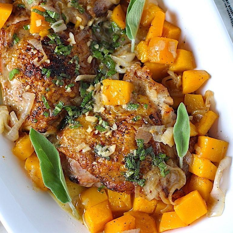 Baked Chicken with Butternut Squash and Sage