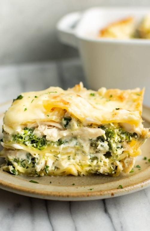 Baked Cream of Chicken and Spinach Lasagna