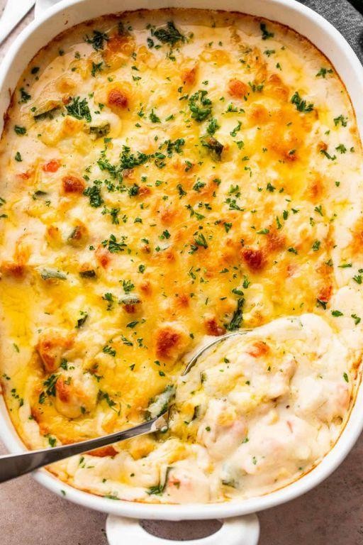 Baked Cream of Chicken and Zucchini Gratin