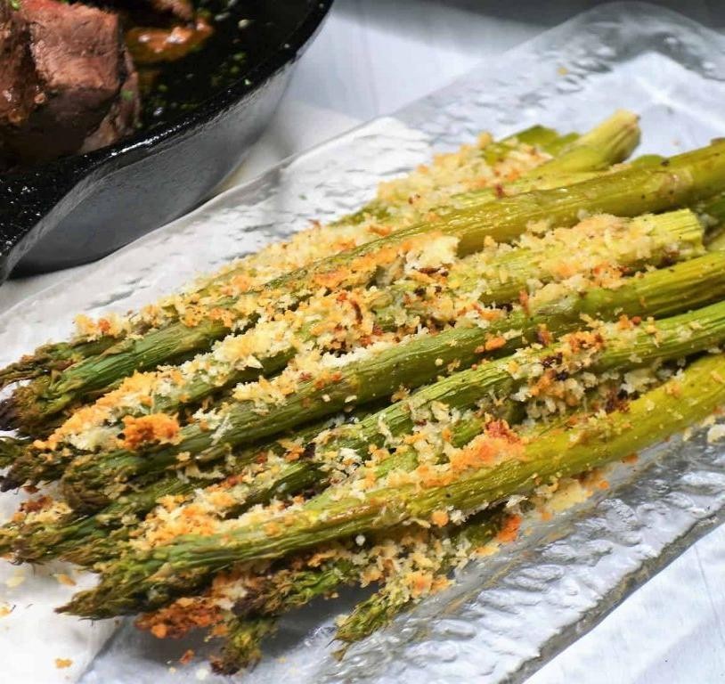Baked Frozen Asparagus with Crispy Breadcrumbs