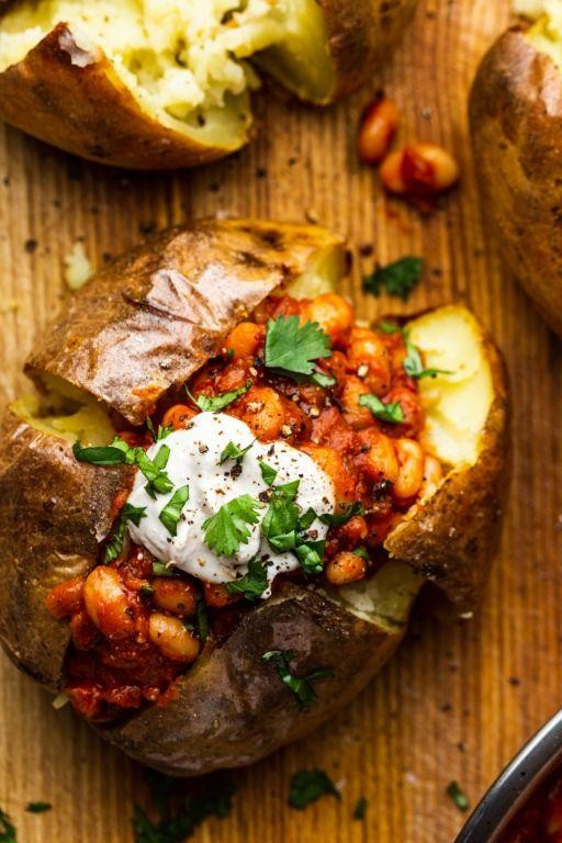 Baked Stuffed Potatoes with Beans