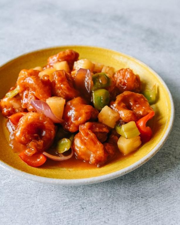 Baked Sweet and Sour Shrimp with Bell Peppers