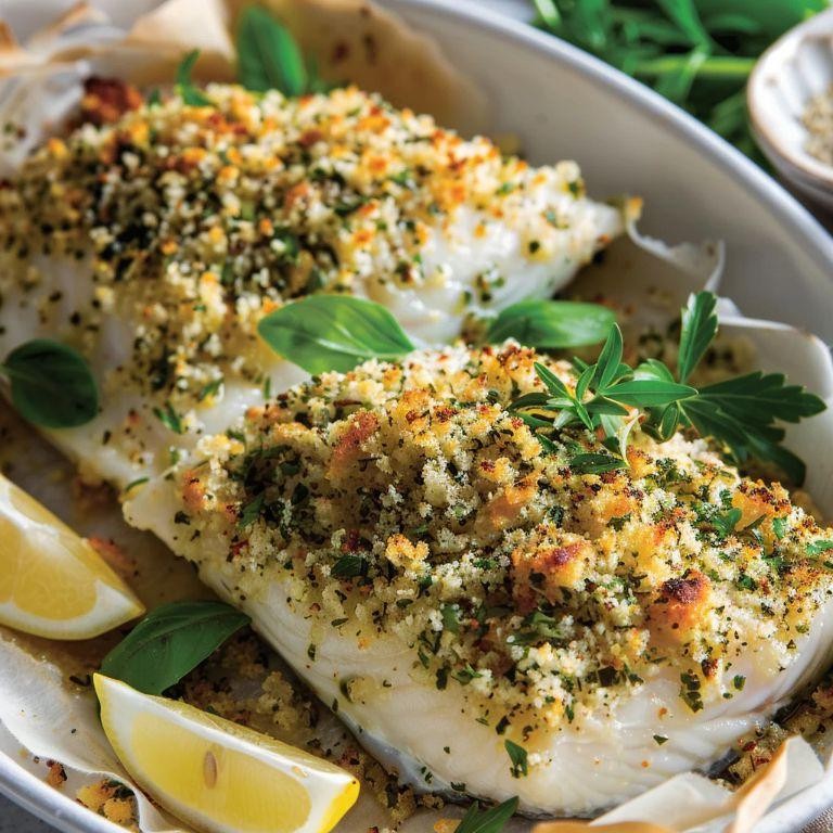 Baked Varavah with Herbed Breadcrumbs