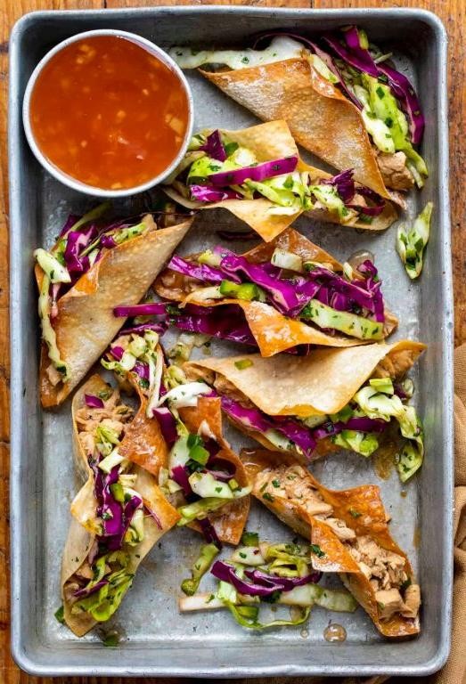 Baked Wonton Chicken Tacos