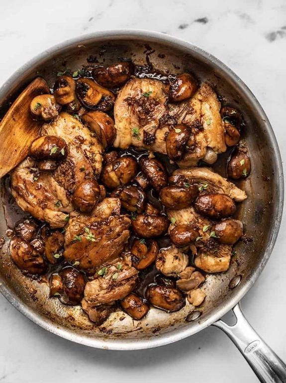 Balsamic Glazed Chicken Thighs with Mushrooms