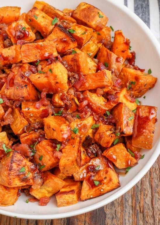 Balsamic Glazed Diced Sweet Potatoes