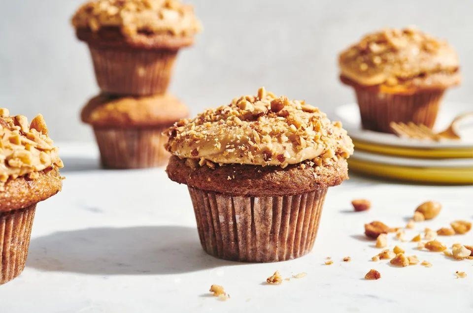 Banana Box Cupcakes with Peanut Butter Frosting