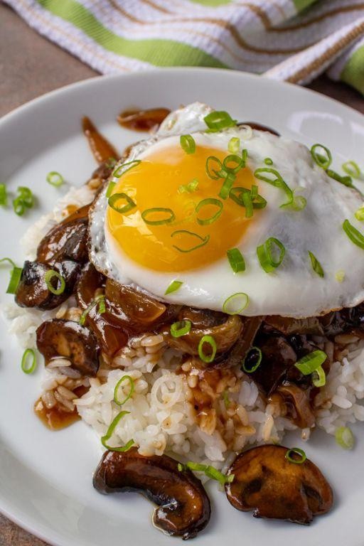 Beef Patty Loco Moco with Onion Gravy