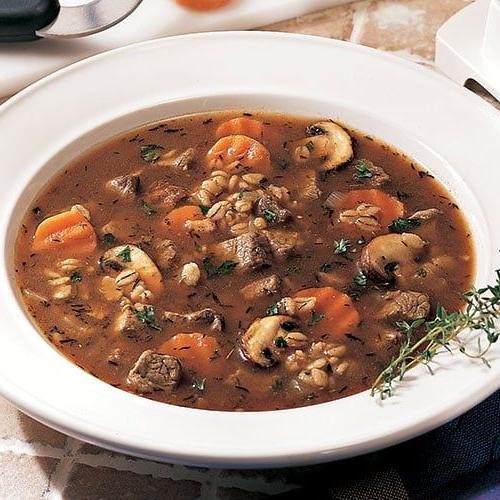 Beef and Barley Soup with Mushrooms