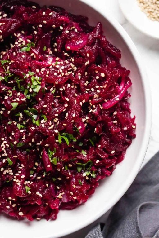 Beetroot Kadubu with Sesame Topping