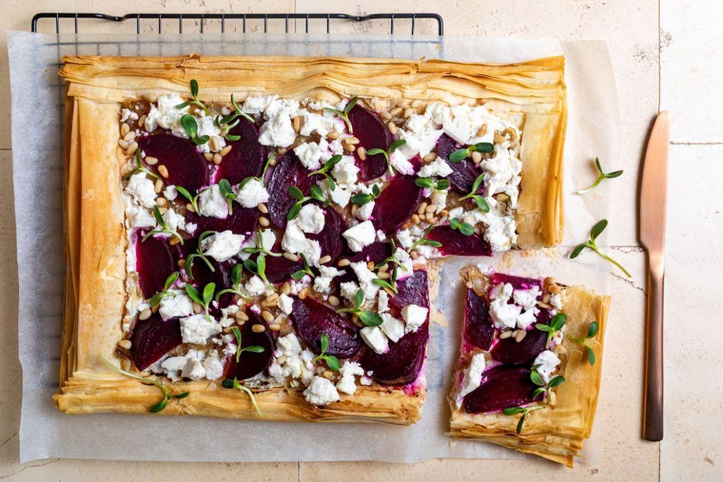 Beetroot and Feta Filo Rolls