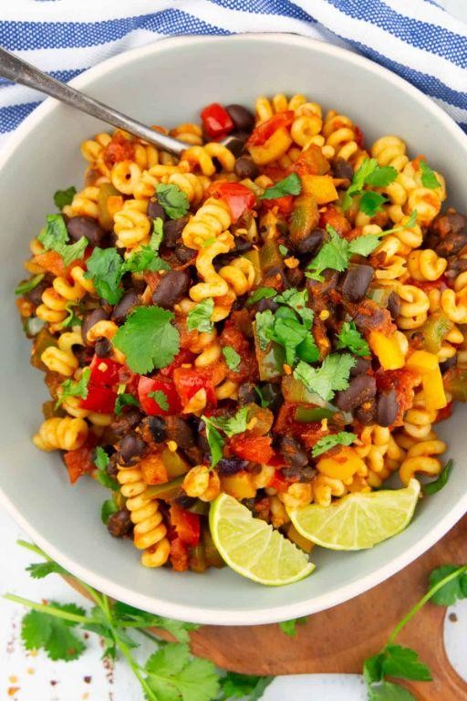 Bell Pepper and Black Bean Pasta with Lime Dressing
