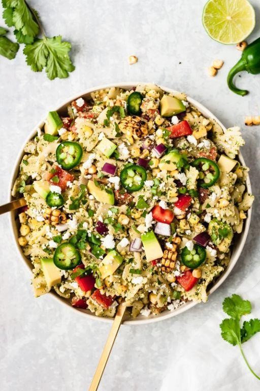 Bell Pepper and Corn Pasta with Cilantro Dressing