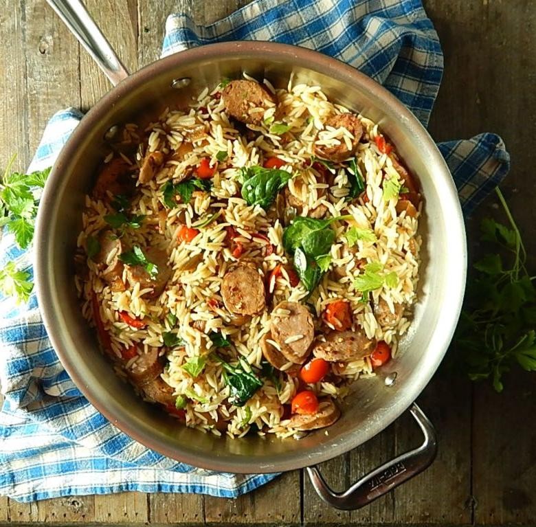 Bell Pepper and Sausage Orzo with Fresh Herbs