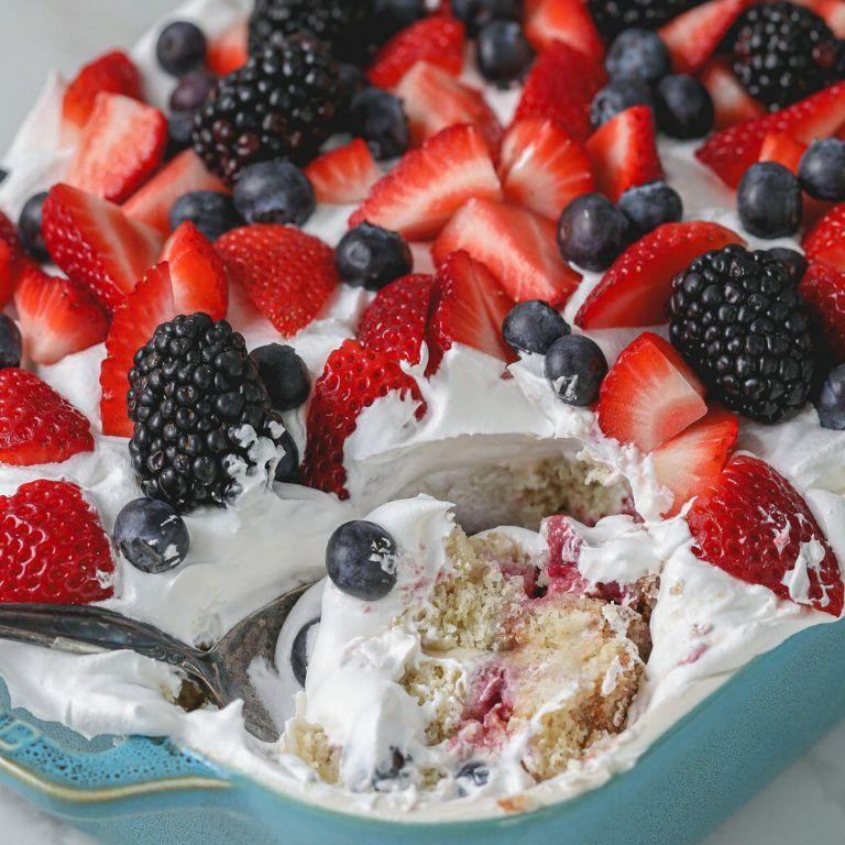 Berry Medley Tres Leches Cake with Mixed Berries