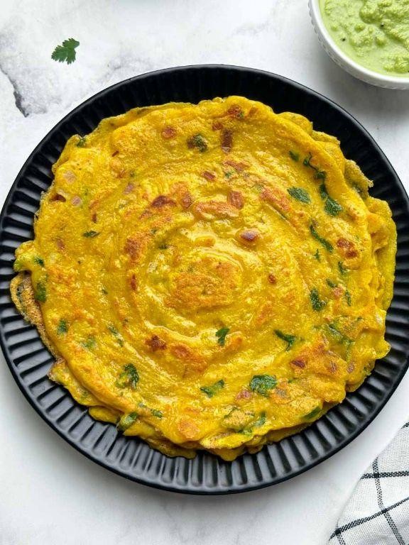 Besan Moong Dal Chilla (Chickpea and Mung Bean Pancakes)