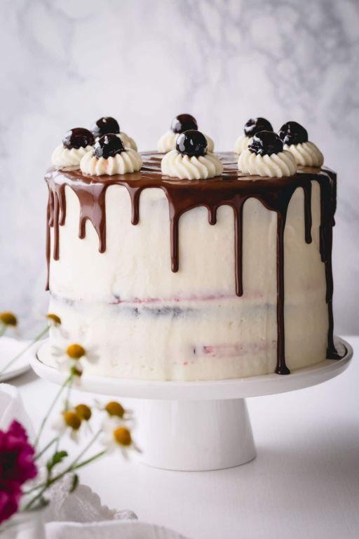 Black Forest Gateau with White Chocolate Drizzle