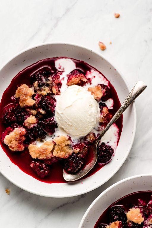 Blackberry Cobbler with Vanilla Ice Cream