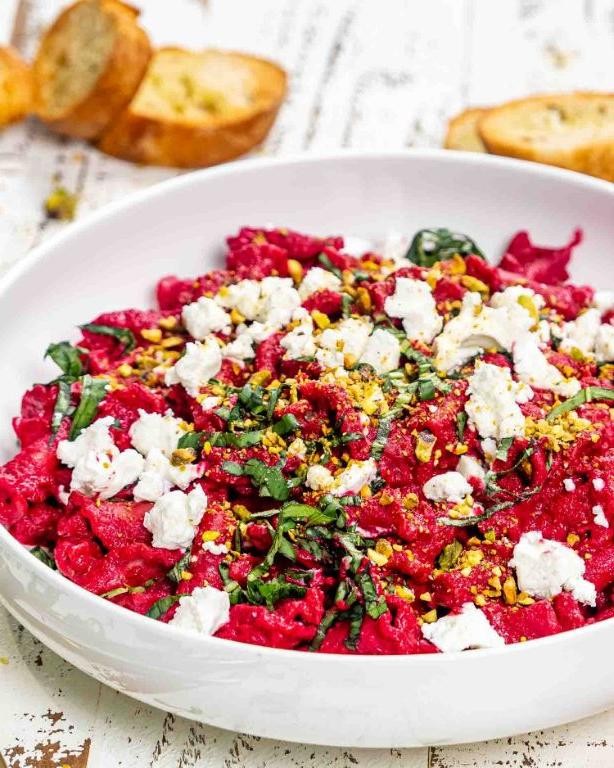 Bloody Beetroot Pasta with Goat Cheese