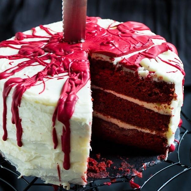 Bloody Red Velvet Cake with Cream Cheese Frosting