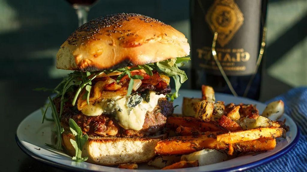Blue Cheese and Caramelized Onion Hamburger Patty