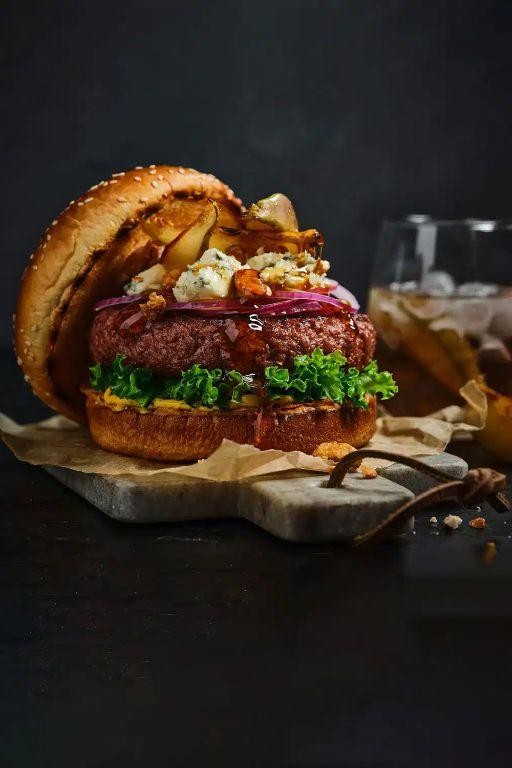 Blue Cheese and Caramelized Pear Burgers