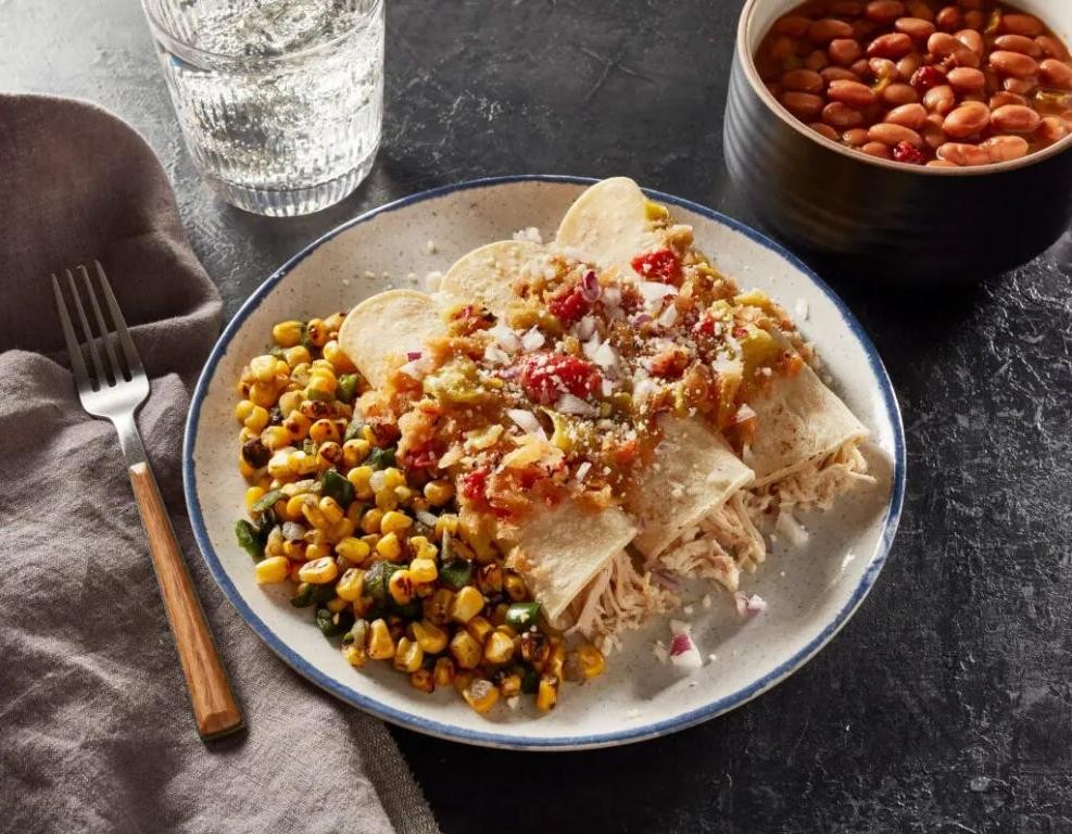 Borracho Bean Enchiladas with Red Chile Sauce