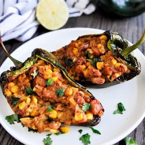 Borracho Beans Stuffed Poblano Peppers