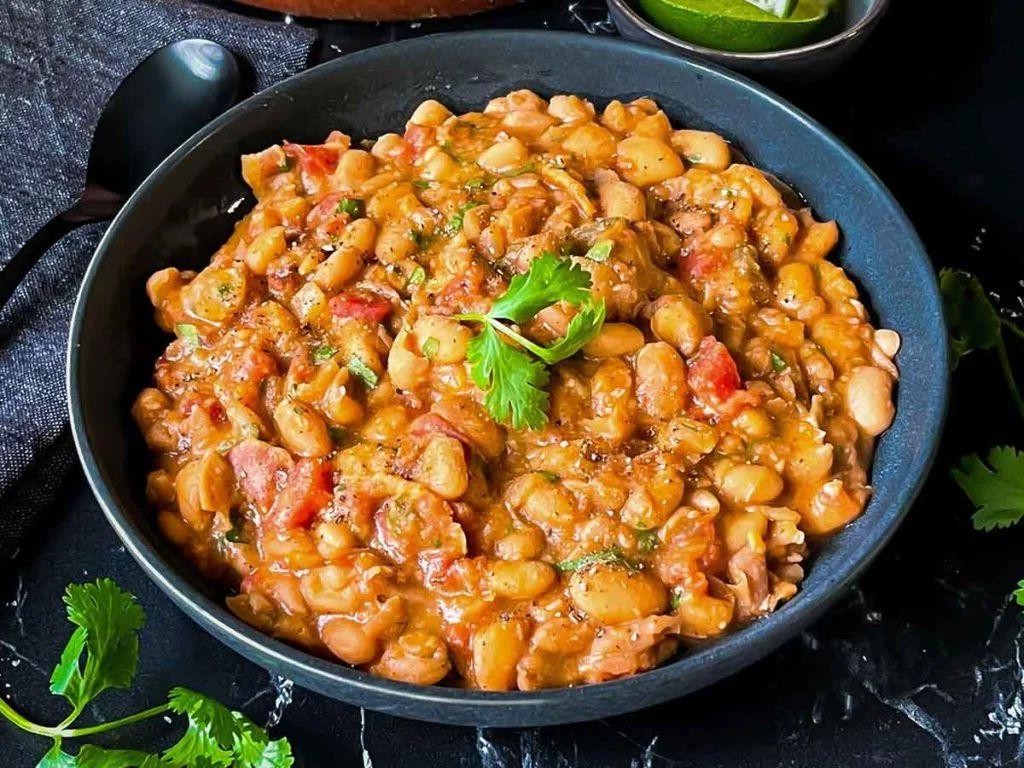 Borracho Beans with Smoked Sausage and Bell Peppers