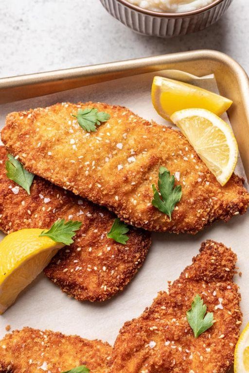 Breaded Chicken Schnitzel with Lemon Aioli