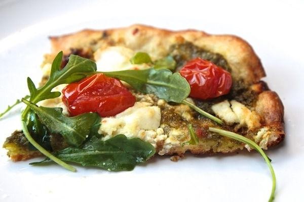 Breakfast Pizza with Goat Cheese and Arugula