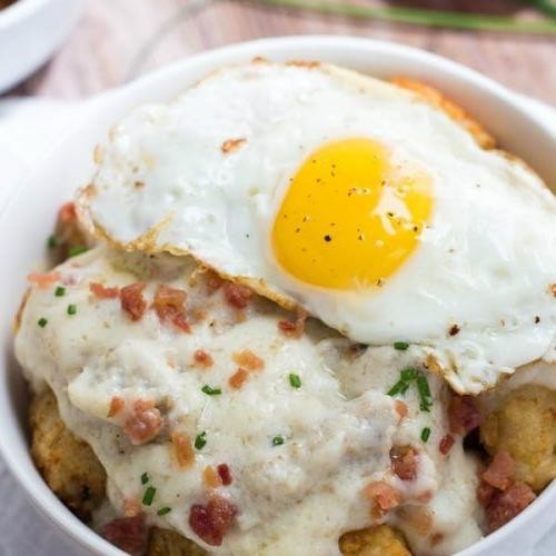 Breakfast Poutine with Sausage Gravy and Eggs