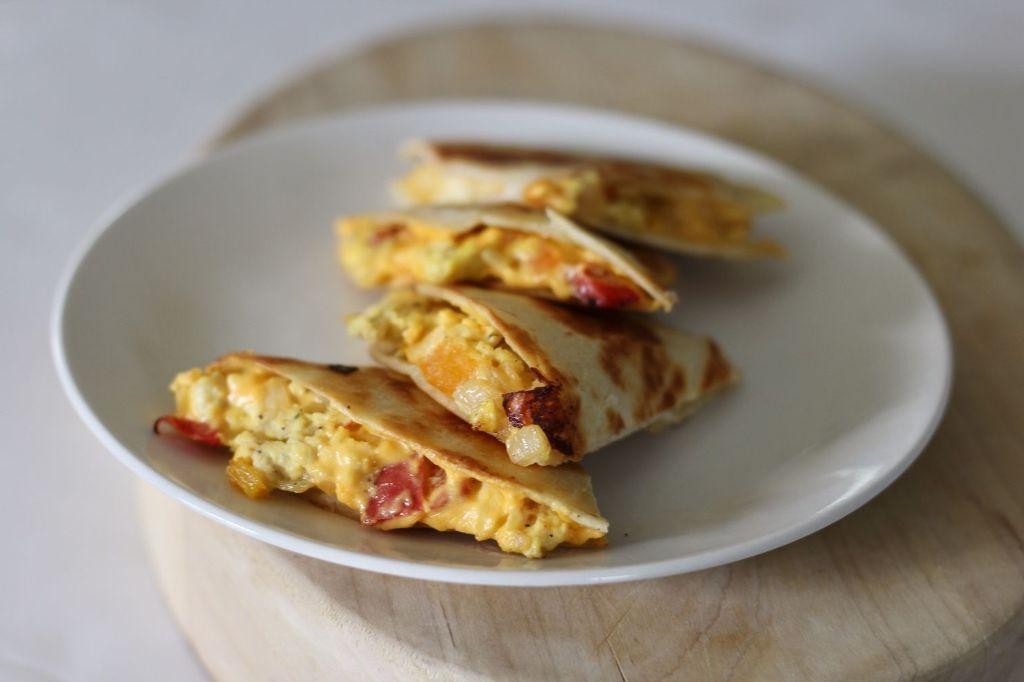 Breakfast Quesadilla with Eggs and Cheese