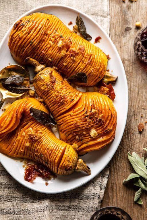 Brown Butter Sage Hasselback Butternut Squash