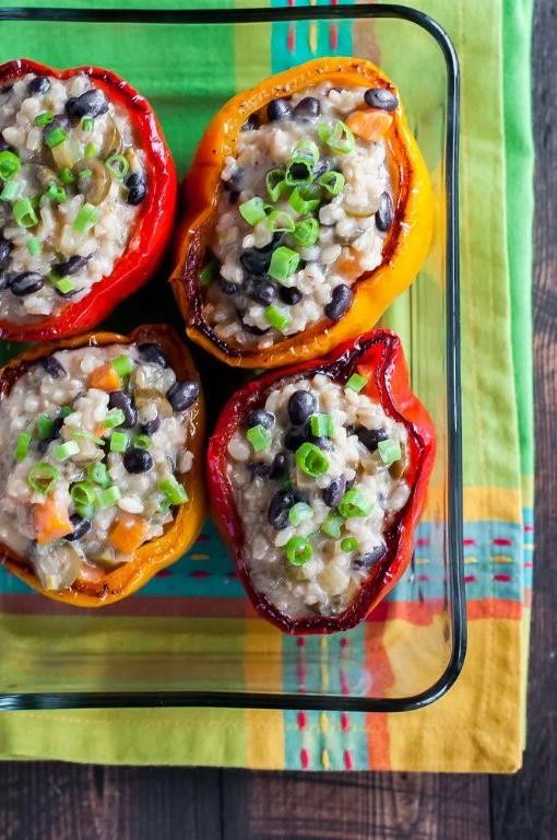 Brown Rice and Black Bean Stuffed Peppers