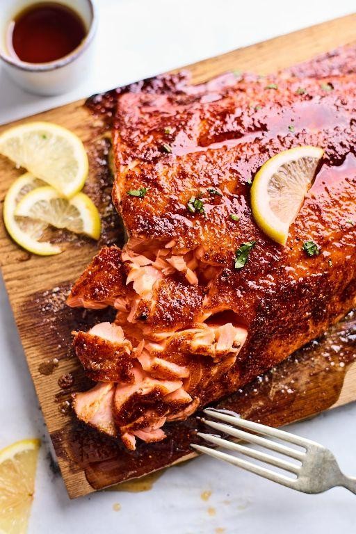 Brown Sugar Bourbon Cedar Plank Salmon