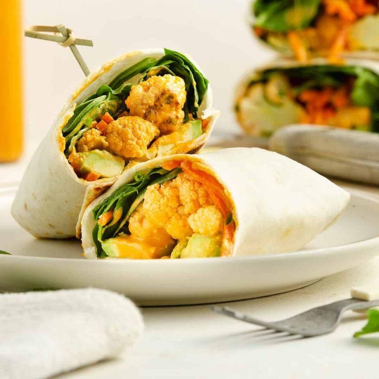 Buffalo Cauliflower Cabbage Wraps