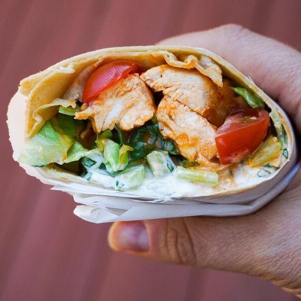 Buffalo Chicken Pita with Blue Cheese Dressing