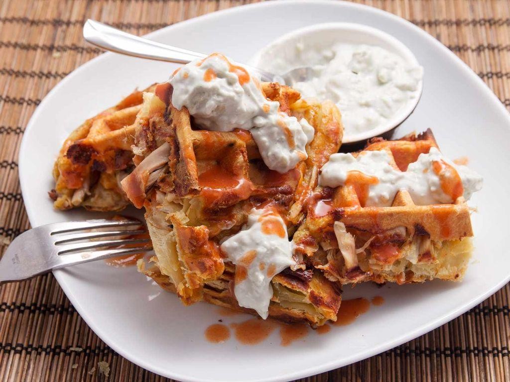 Buffalo Chicken and Blue Cheese Waffles