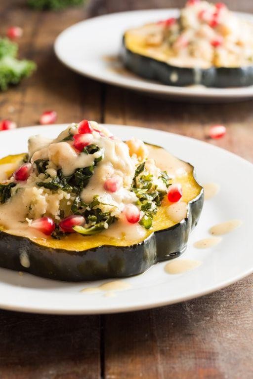 Bulgur and Pomegranate Stuffed Acorn Squash