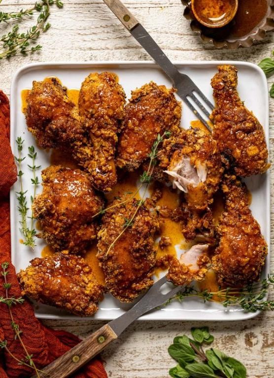 Buttermilk Fried Chicken Thighs with Hot Honey Drizzle