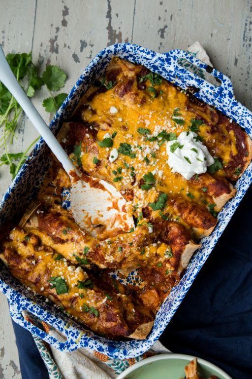 Butternut Squash and Chicken Enchiladas